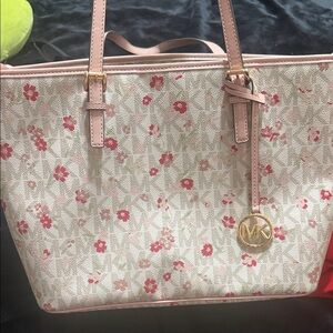 Michael Kors Floral Pink and Cream Tote